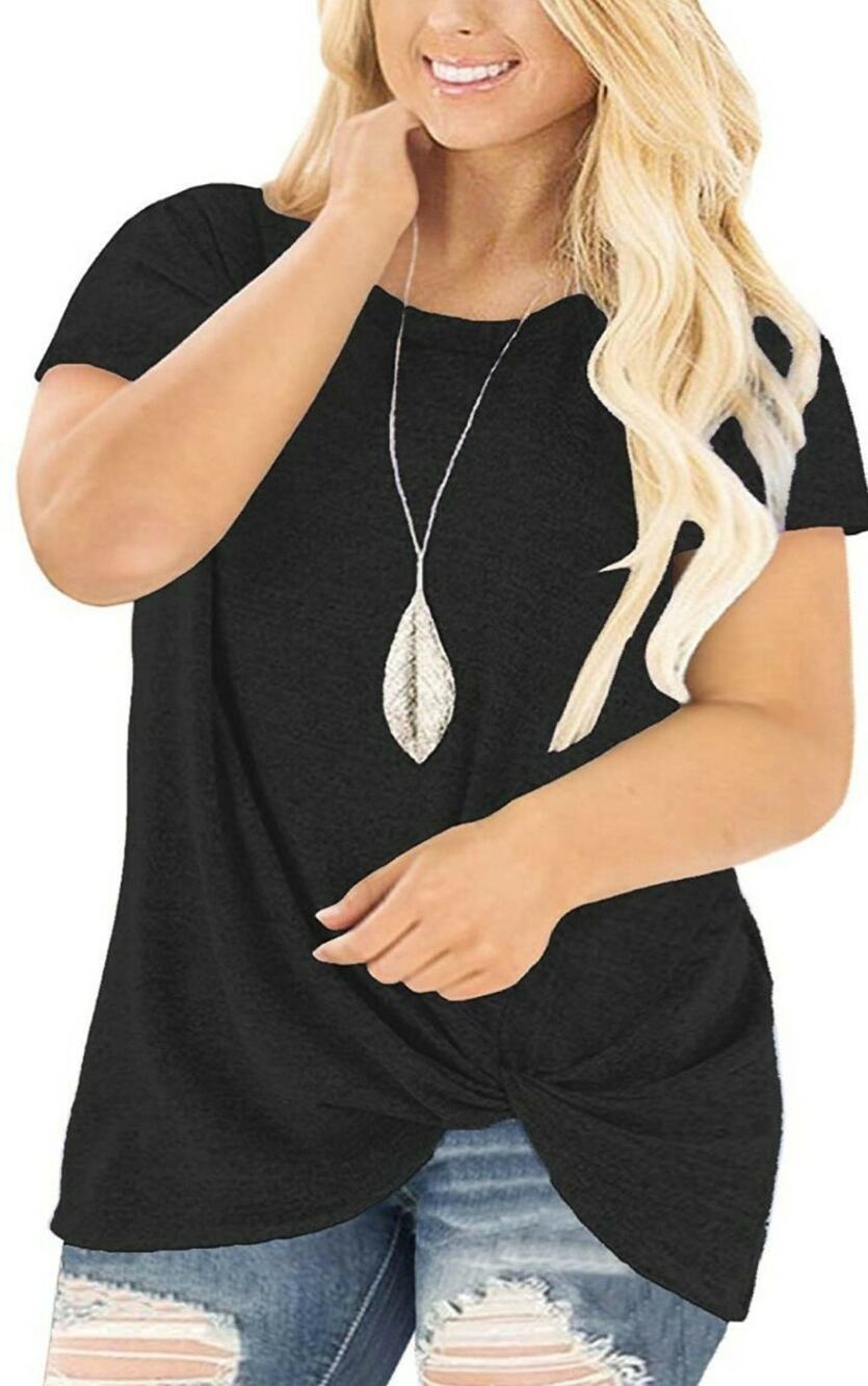 DOLNINE Women's Knotted Tops Short Sleeve Tees Size 24W